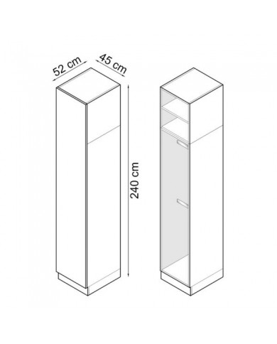 Armoire une porte double penderie 45 cm chêne huilé Ambiance