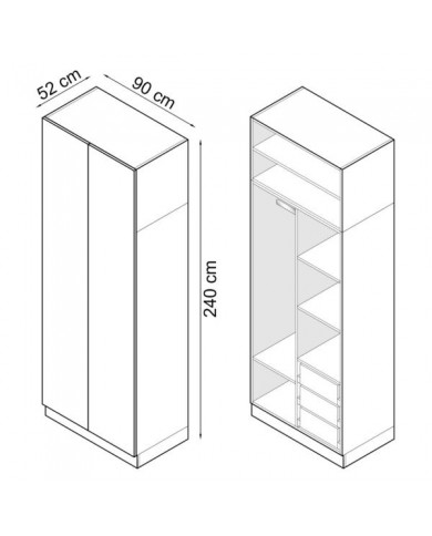 Armoire penderie et étagères avec tiroirs 90 cm gris graphite Ambiance