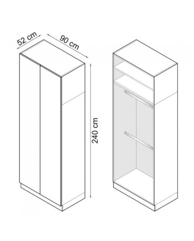 Armoire penderie et étagères 90 cm chêne huilé Ambiance