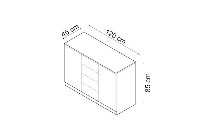 Commode 4 tiroirs et 2 portes 120 cm blanc mat Ambiance