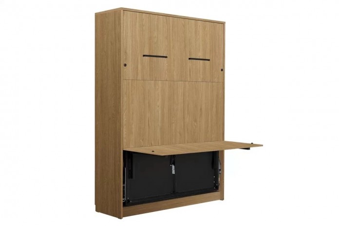 Lit escamotable vertical 140×200 cm avec bureau intégré CHENE HUILE DELUXE