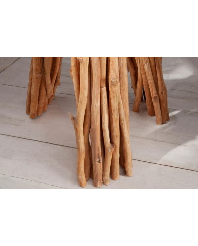 Lampadaire bois flotté de longane & lin blanc 155 cm Linea