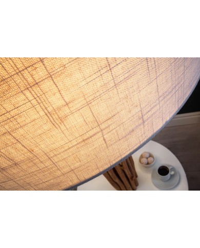 Lampadaire bois flotté de longane & lin blanc 155 cm Linea