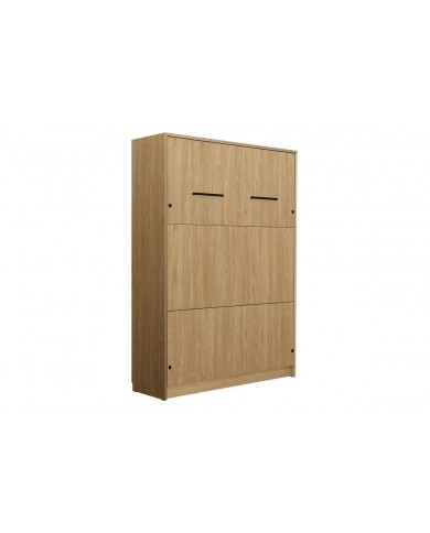 Armoire lit escamotable relevable vertical avec bureau intégré 120x200 cm chêne huilé DELUXE