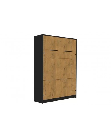 Armoire lit escamotable relevable vertical avec bureau intégré 120x200 cm chêne lancelot  noir DELUXE