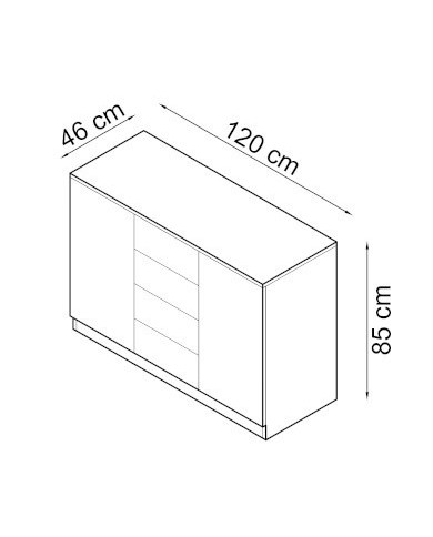 Commode 4 tiroirs et 2 portes 120 cm chêne huilé Ambiance