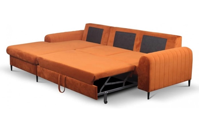 Canapé d’Angle Monte-Carlo Rouille | Convertible & Chic XXL