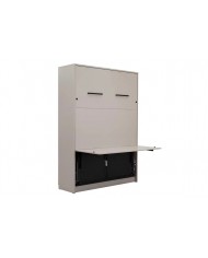Armoire lit escamotable relevable vertical avec bureau intégré 120x200 cm taupe DELUXE