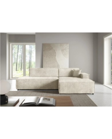 Canapé d'Angle Convertible ADELIO | Style Japandi & Coffre Intégré