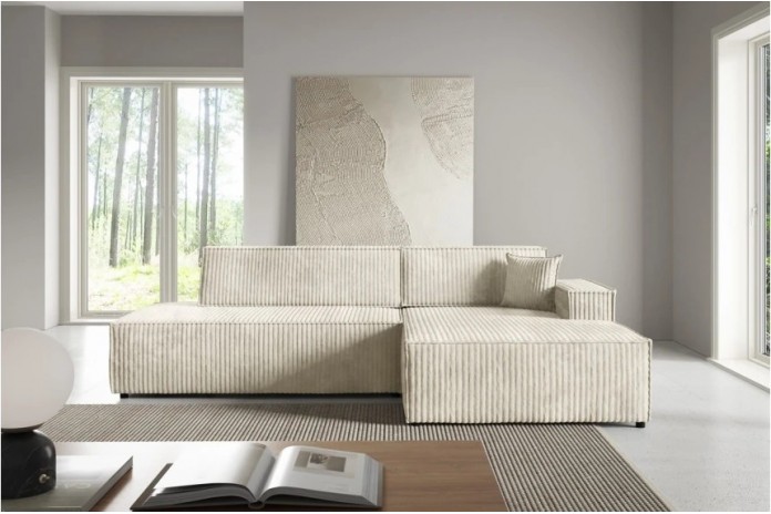 Canapé d'Angle Convertible ADELIO | Style Japandi & Coffre Intégré
