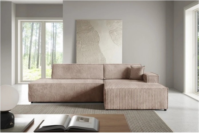 Canapé d'Angle Convertible ADELIO | Style Japandi & Coffre Intégré