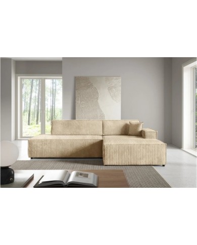 Canapé d'Angle Convertible ADELIO | Style Japandi & Coffre Intégré