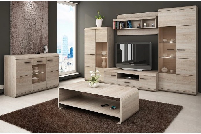 Meuble TV 2 portes et 1 tiroir 140 cm chêne sonoma ALTURA SONOMA