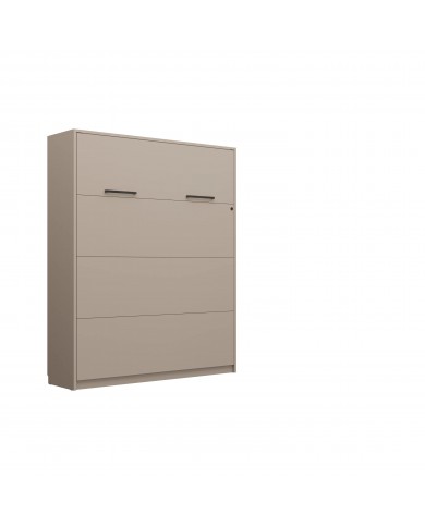 Armoire lit escamotable relevable vertical 140x200 cm taupe DELUXE